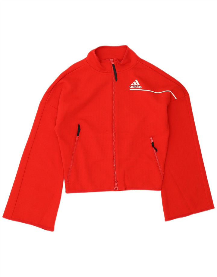 ADIDAS Veste de survêtement surdimensionnée pour femme UK 8/10 Petit coton rouge