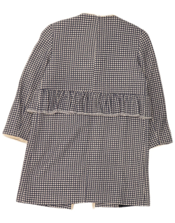 Zara Pardessus ouvert surdimensionné pour femme UK 10 petit coton pied-de-poule bleu