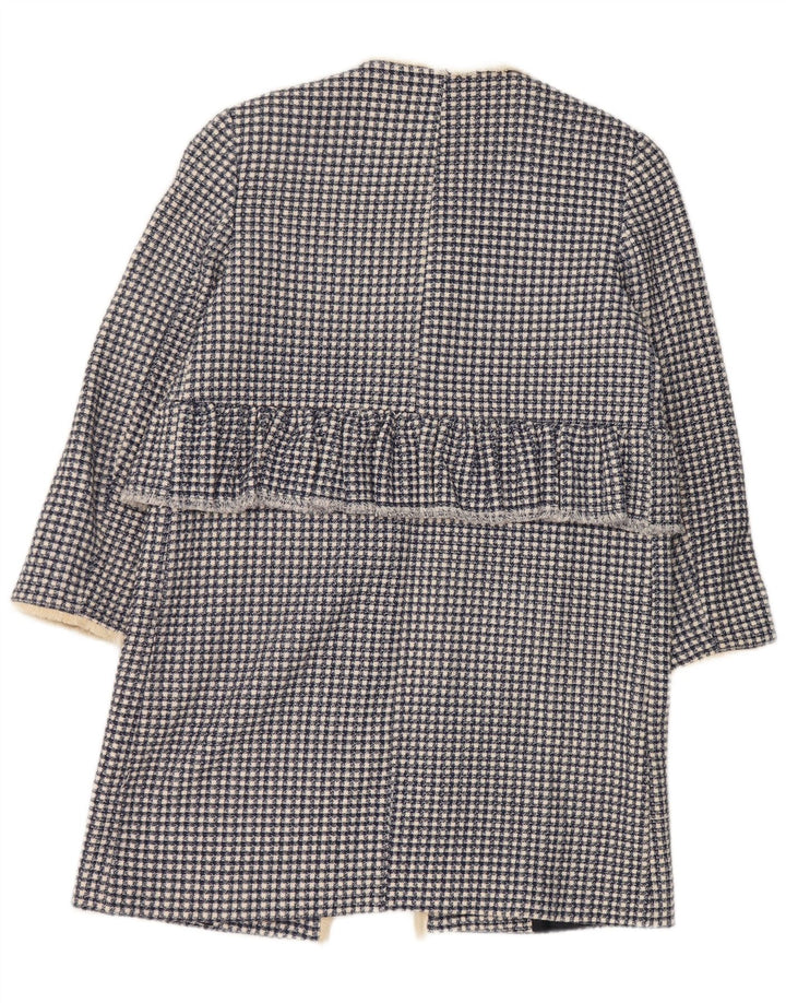 Zara Pardessus ouvert surdimensionné pour femme UK 10 petit coton pied-de-poule bleu
