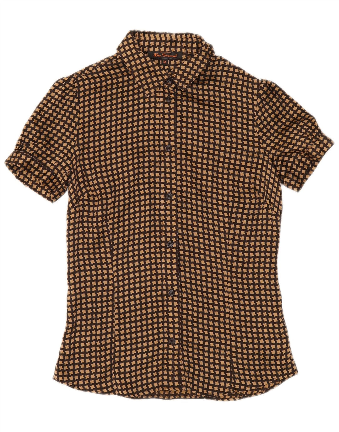 BEN SHERMAN Chemisier pour femme UK 12 pied-de-poule marron moyen