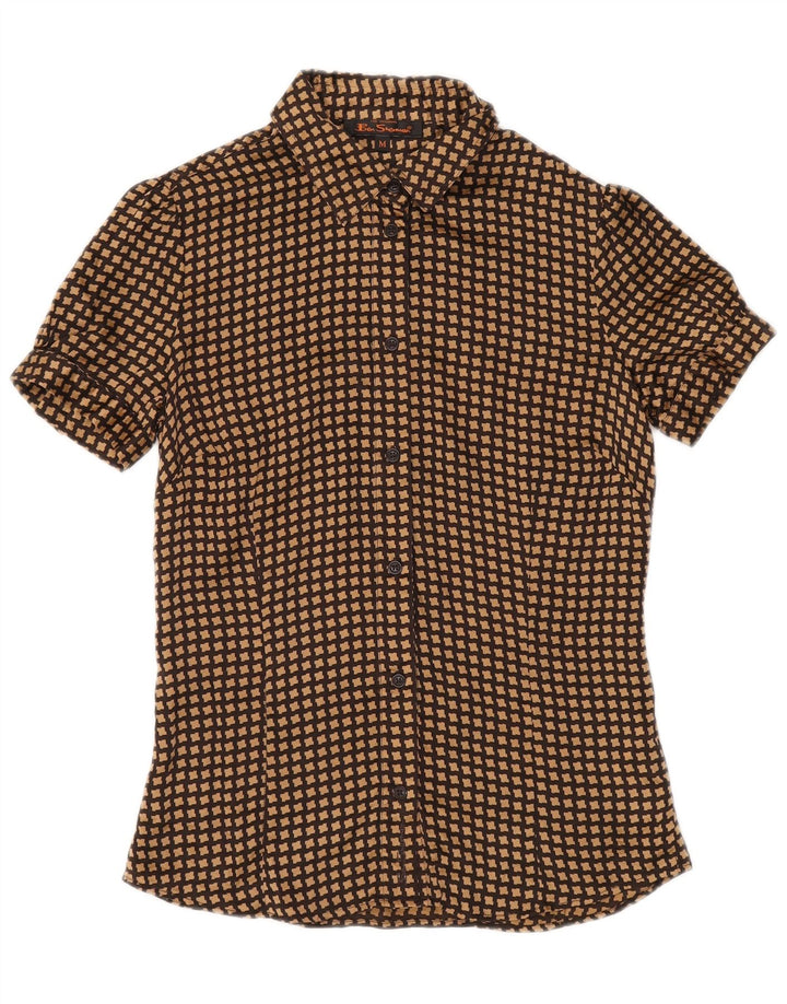 BEN SHERMAN Chemisier pour femme UK 12 pied-de-poule marron moyen