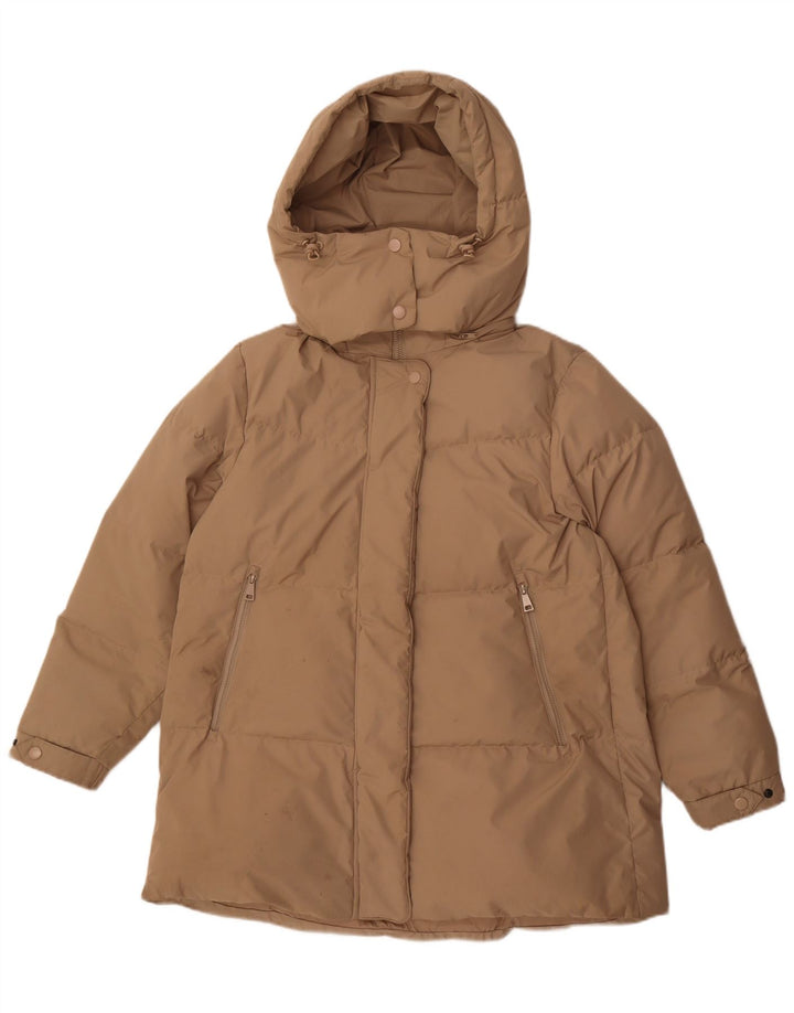 Massimo Dutti Veste matelassée surdimensionnée à capuche pour femme UK 6 XS Beige Polyester
