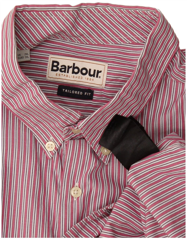 Chemise coupe ajustée Barbour pour hommes 2XL à rayures roses