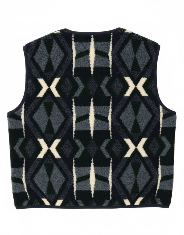 Campagnolo Mens Fleece Gilet UK 38 Medium Navy Blue Geometric Polyester