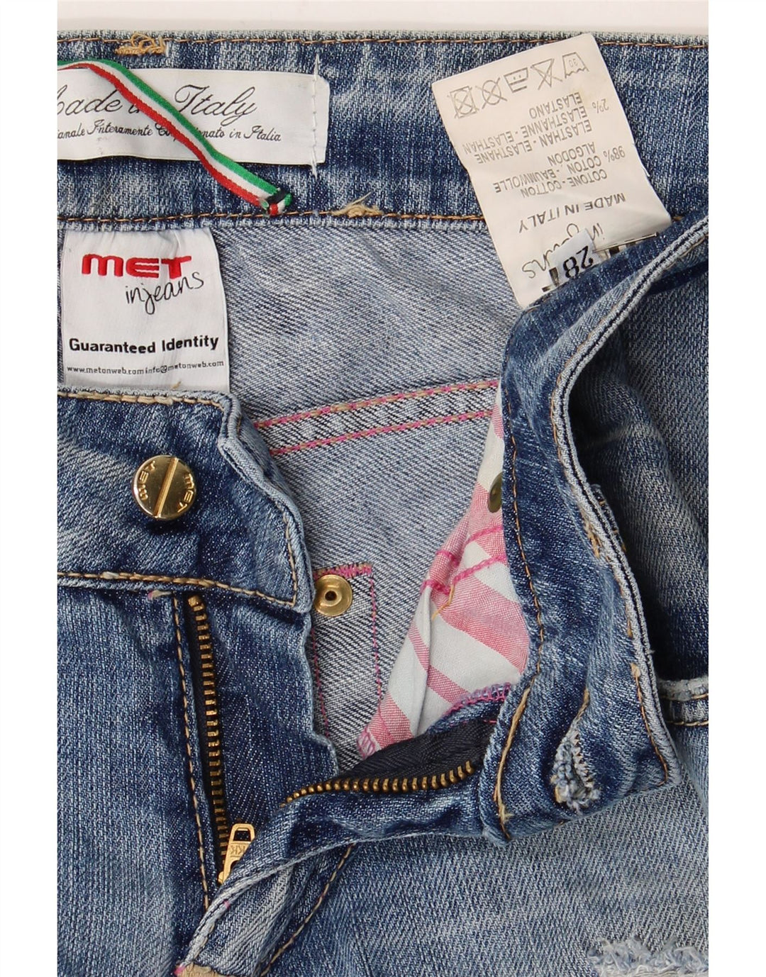 MET Jean droit vieilli femme W28 L31 bleu coton
