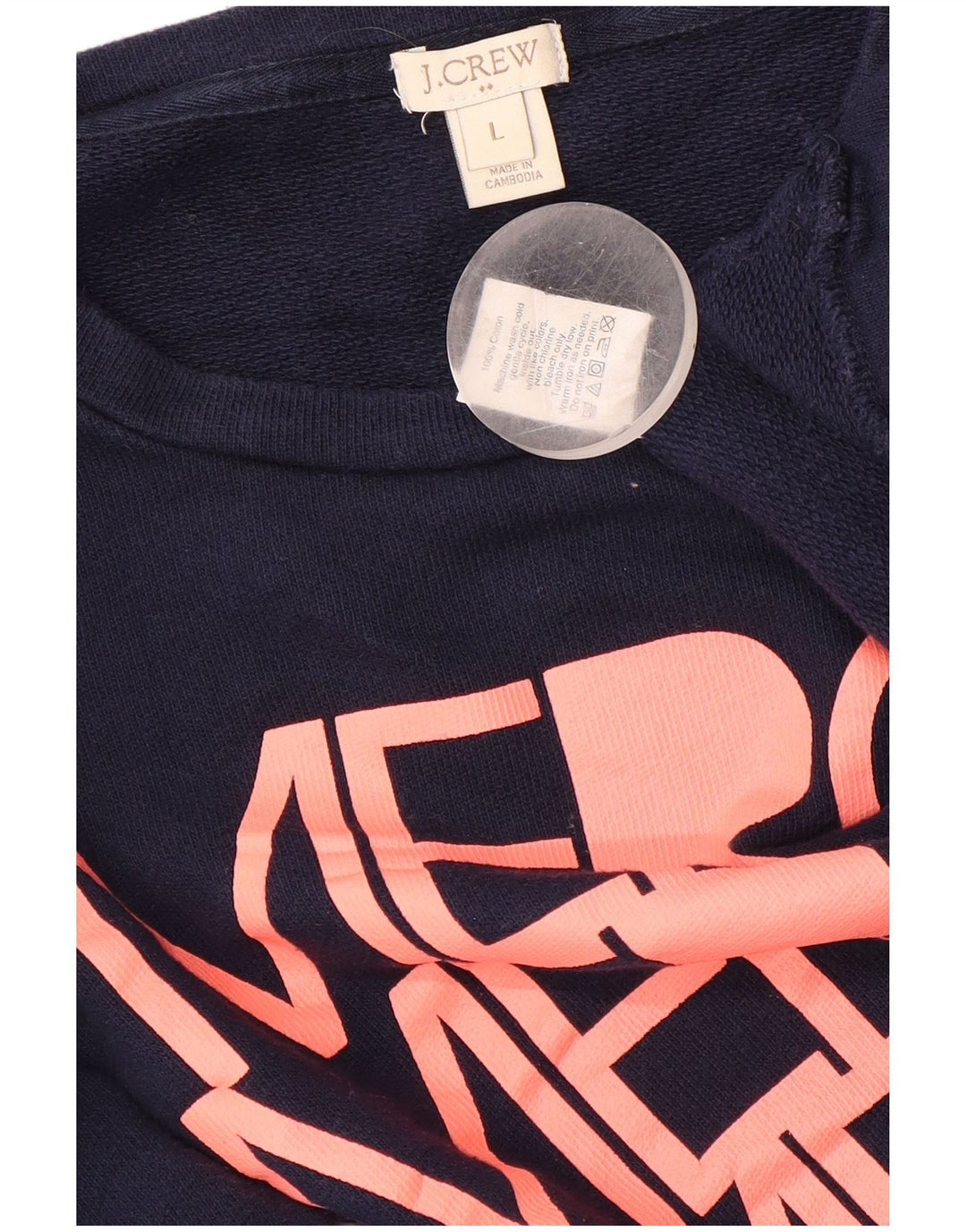 J. CREW Sweat-shirt graphique pour femme UK 16 Grand coton bleu marine