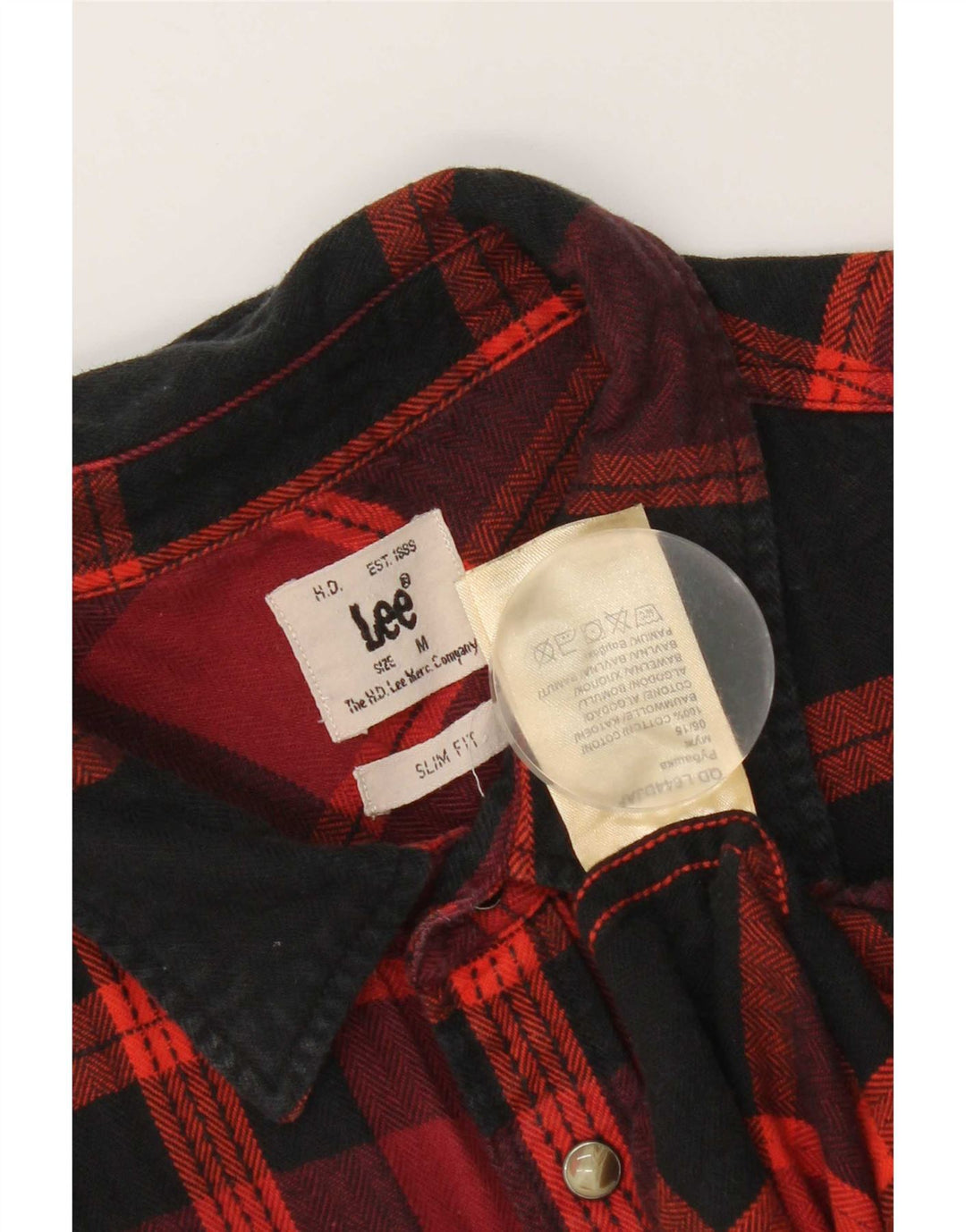 Lee Chemise Western Slim Fit en Flanelle Homme Rouge Moyen à Carreaux en Coton