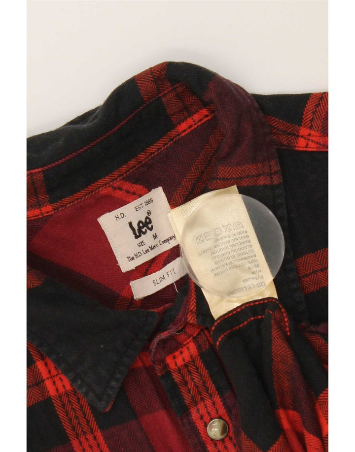 Lee Chemise Western Slim Fit en Flanelle Homme Rouge Moyen à Carreaux en Coton