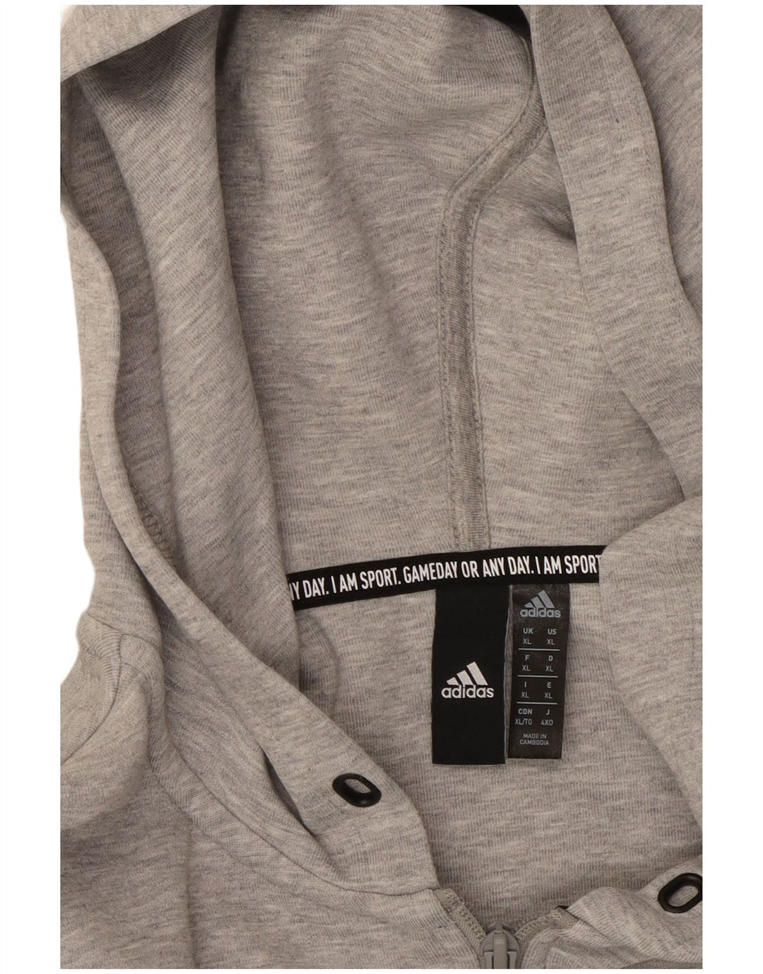 ADIDAS Pull à capuche zippé pour homme XL Gris Coton