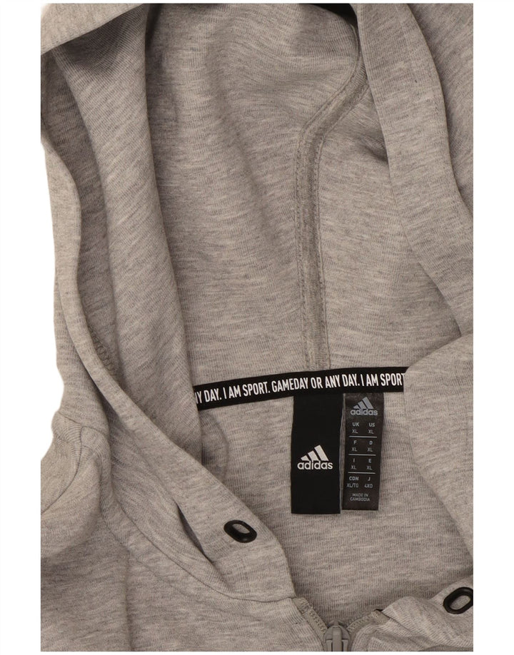 ADIDAS Pull à capuche zippé pour homme XL Gris Coton
