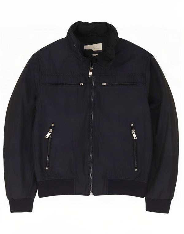 Zara Veste Bomber Homme UK 40 Large Bleu Marine Polyester