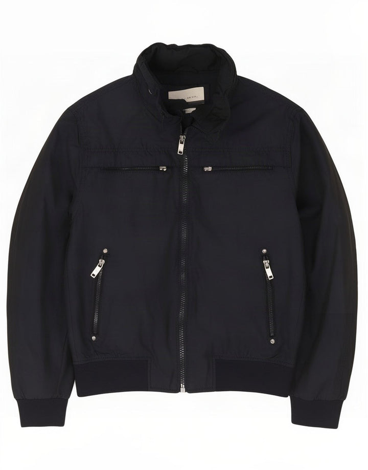 Zara Veste Bomber Homme UK 40 Large Bleu Marine Polyester