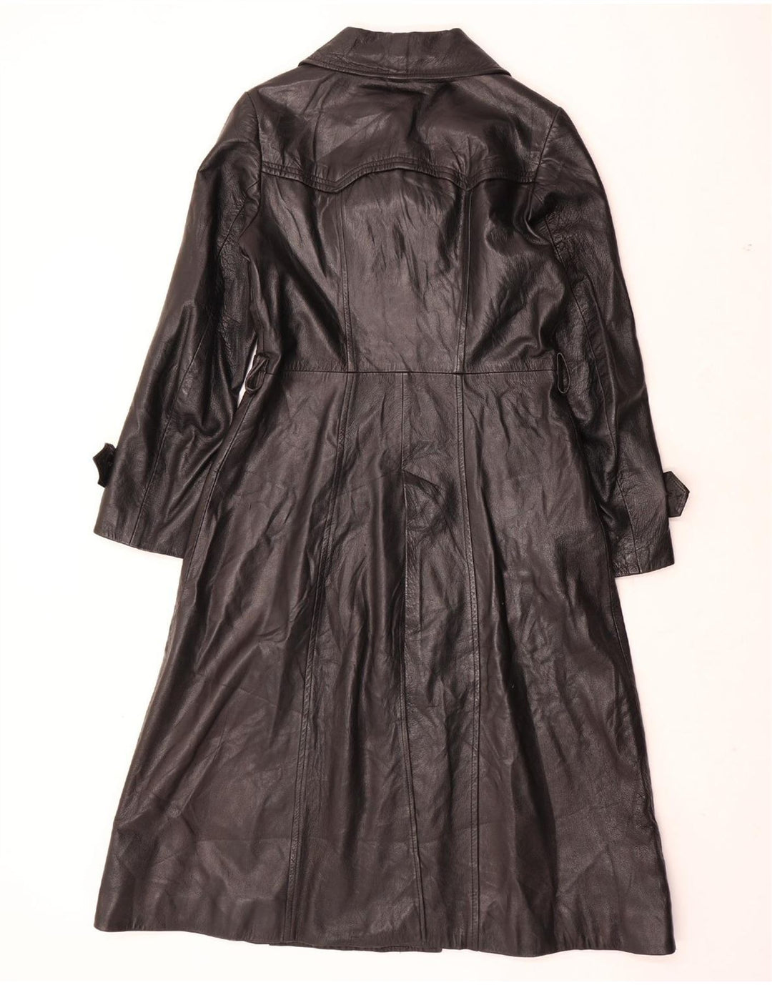 VINTAGE Manteau en cuir femme UK 12 Cuir noir moyen