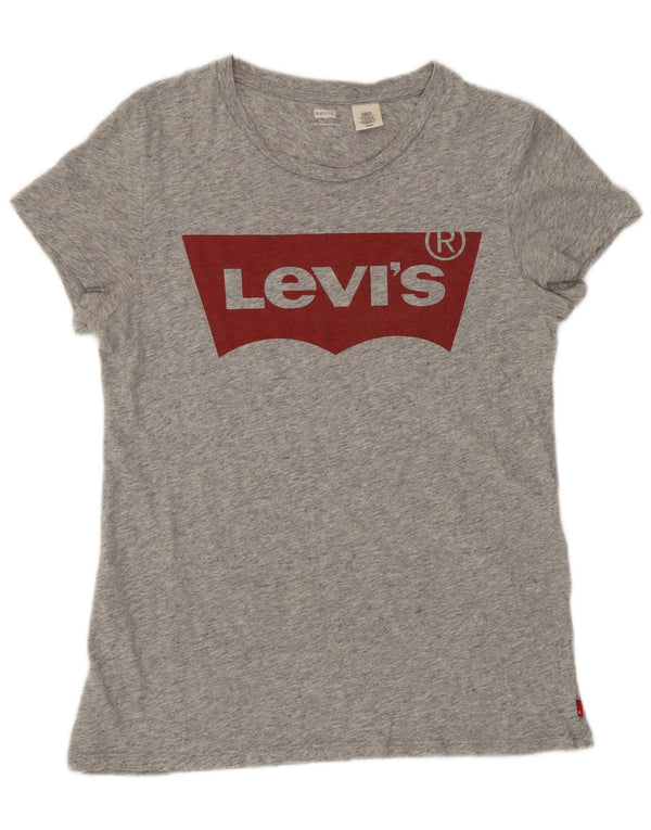 Levi's T-Shirt Graphique Femme UK 10 Petit Gris Moucheté Coton