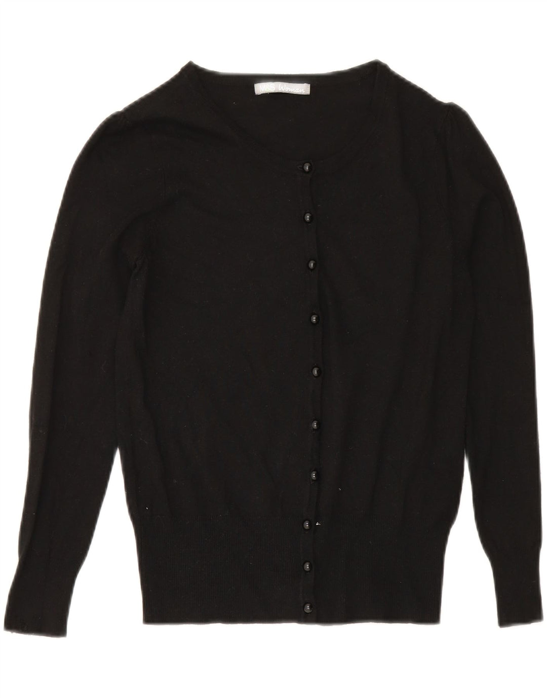 Marks & Spencer Pull Cardigan Femme UK 10 Petit Viscose Noir