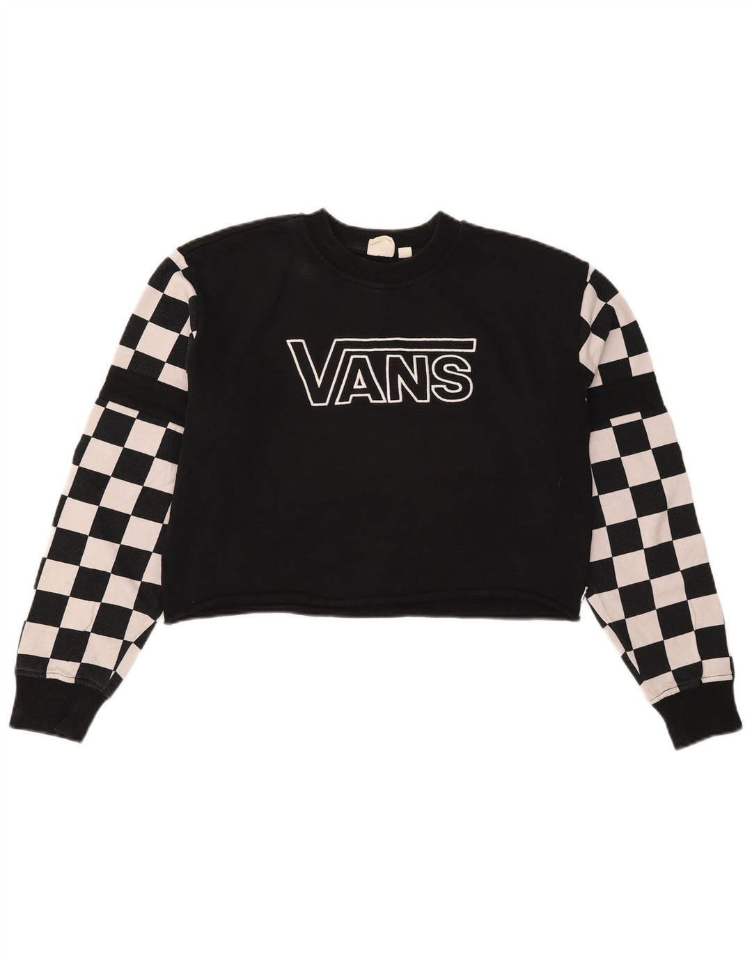 VANS Sweat-shirt court surdimensionné pour femme UK 10 Petit Noir Géométrique