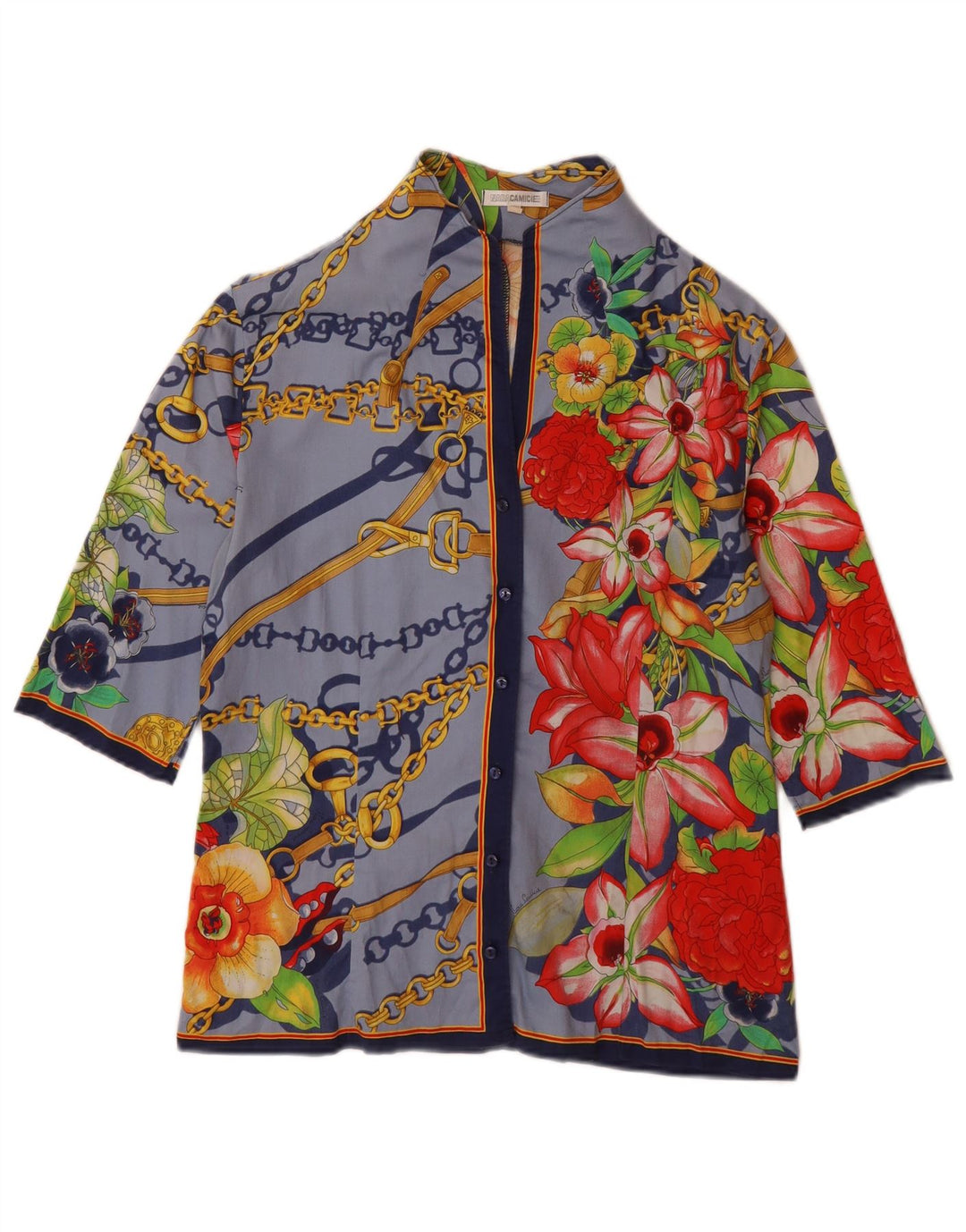 NARACAMICIE Chemisier graphique à manches 3/4 pour femme UK 16 Grand Bleu Floral