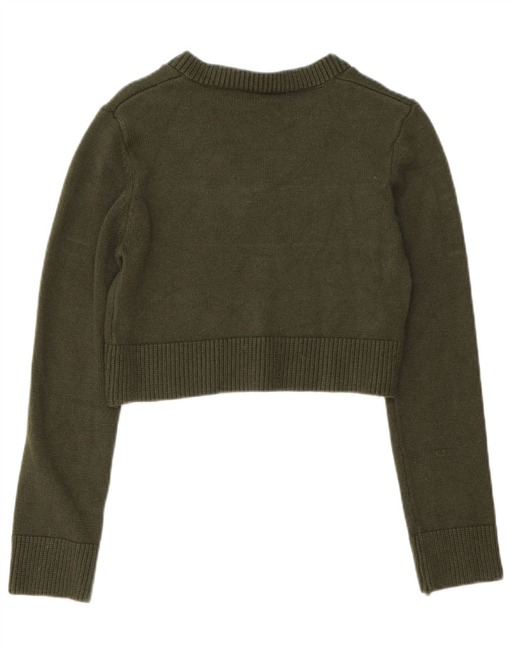 Zara Pull court pour femme UK 12 Viscose vert moyen