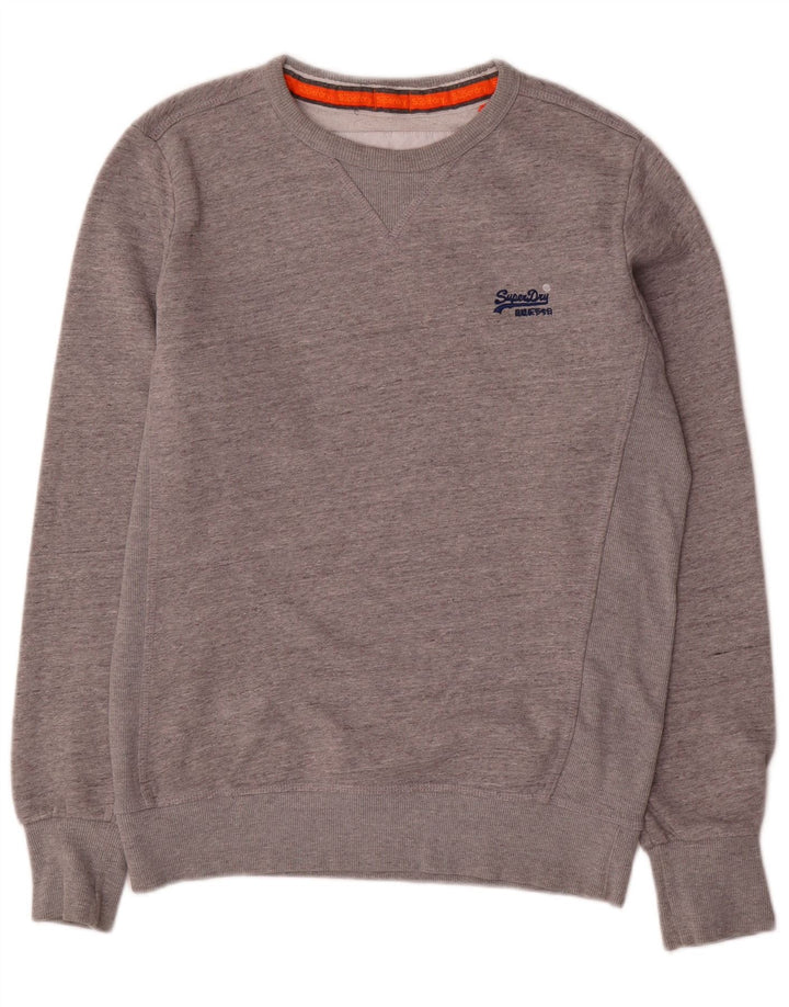 SUPERDRY Sweat-Shirt Homme Large Gris Moucheté Coton