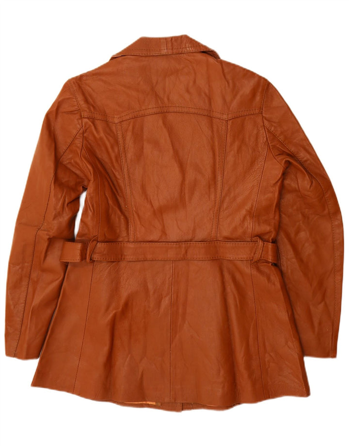 Veste en cuir femme vintage UK 14 Cuir brun moyen