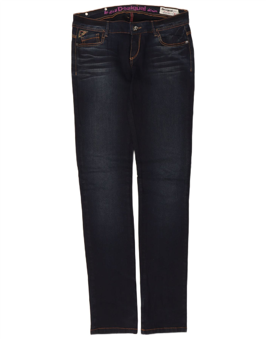Desigual Jean Slim Femme W30 L32 Bleu Marine Coton
