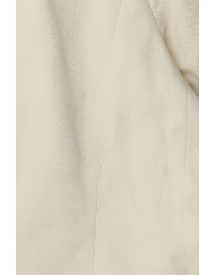 LAUREL Womens 3 Button Longline Blazer Jacket EU 38 Small White Linen