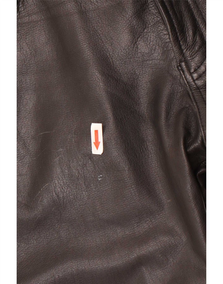 Pantalon droit en cuir Vintage pour hommes W34 L30 noir