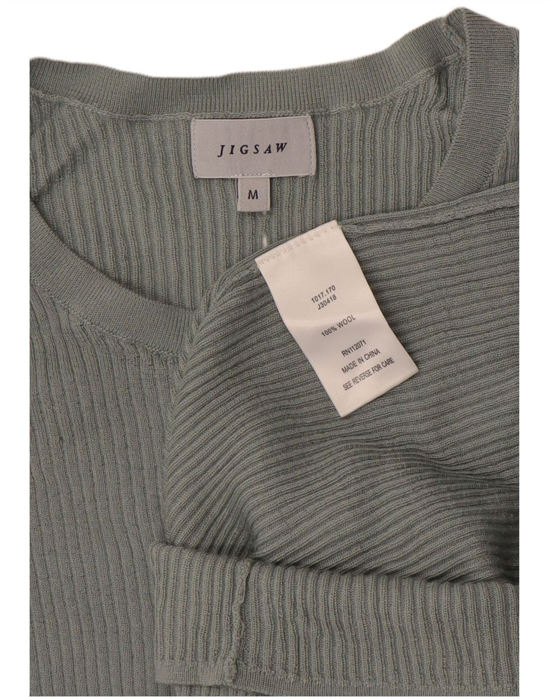 JIGSAW Pull Col Bateau Femme UK 12 Laine Gris Moyen