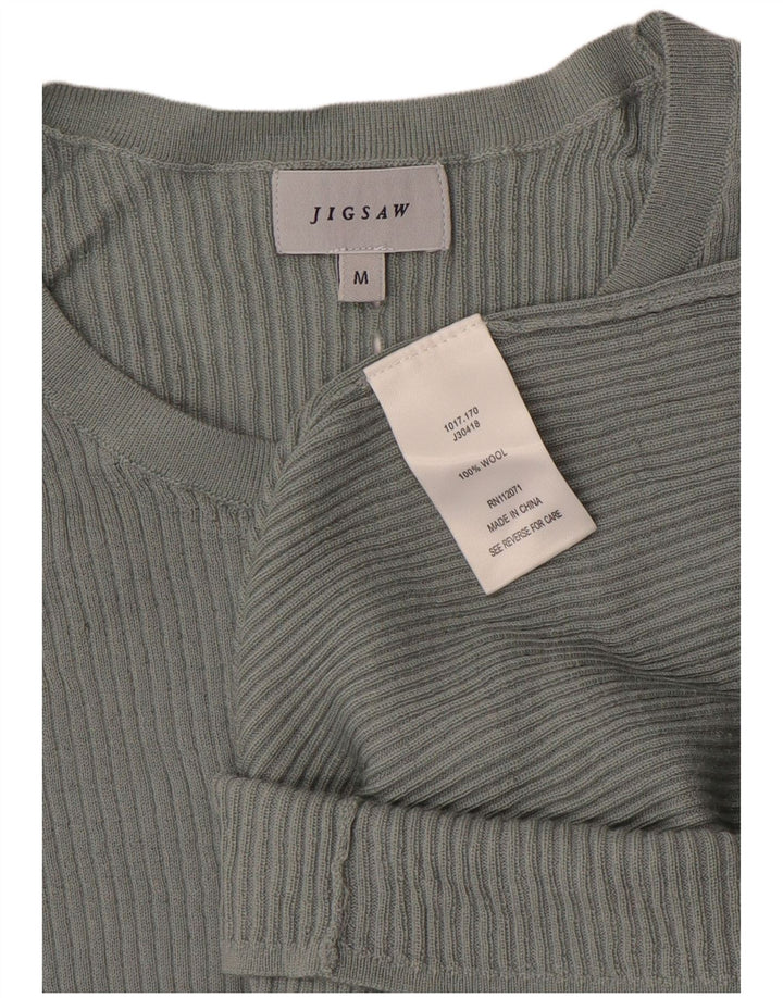 JIGSAW Pull Col Bateau Femme UK 12 Laine Gris Moyen