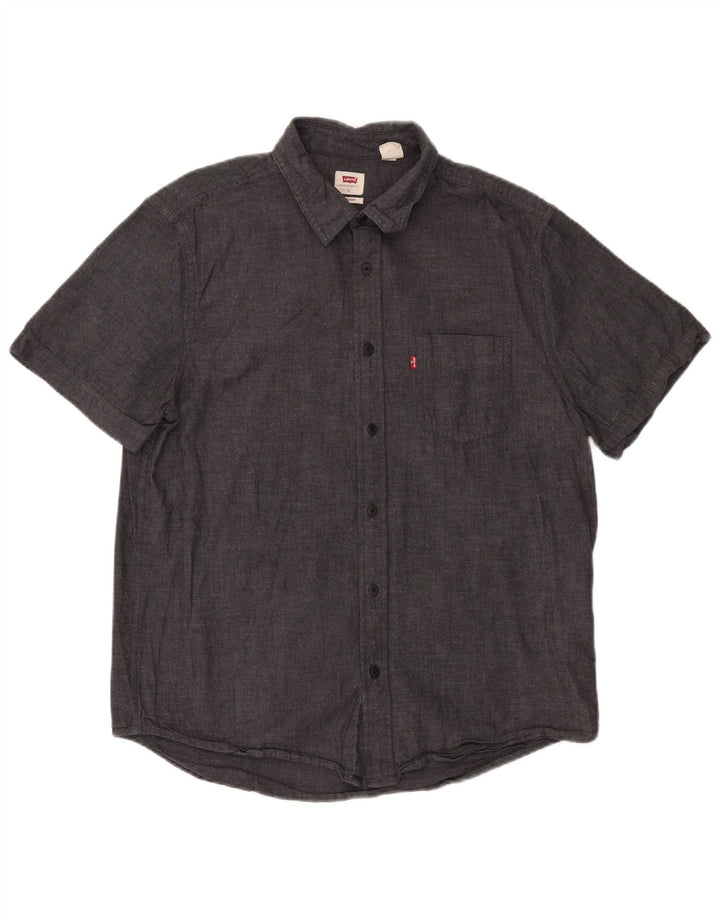 LEVI'S Chemise à manches courtes pour homme, coupe standard, grand, gris, coton
