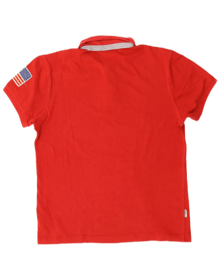 Blauer Polo Homme Large Rouge Coton