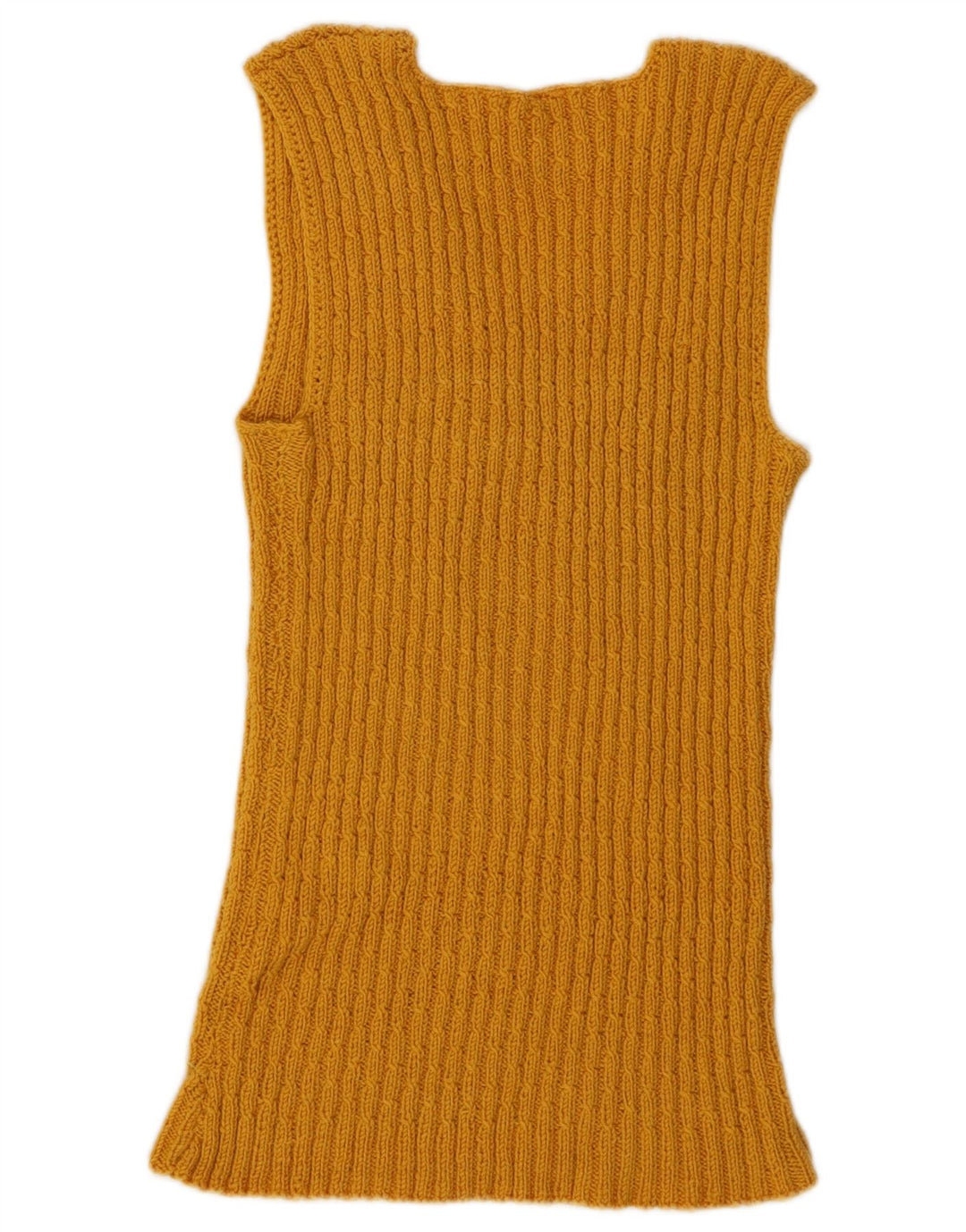 vintage Womens Vest Débardeur UK 2 2XS Jaune