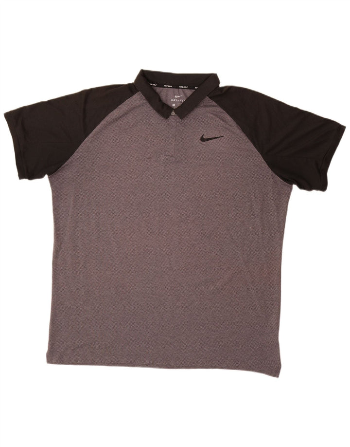 NIKE Polo Dri Fit XL pour homme Gris Colorblock Polyester