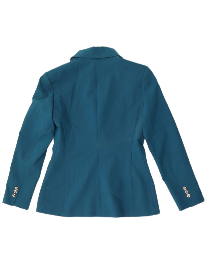 Zara Veste Blazer Double Boutonnage Femme UK 12 Bleu Moyen Polyester
