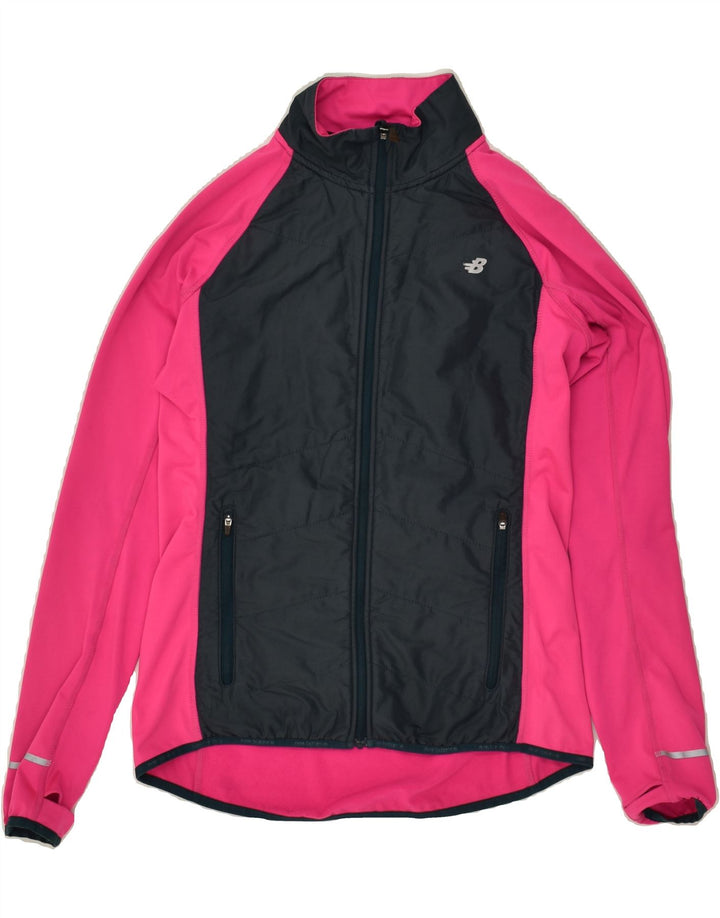 NEW BALANCE Womens Tracksuit Top Jacket UK 14 Medium Pink Colourblock Vintage New Balance and Second-Hand New Balance from Messina Hembry 