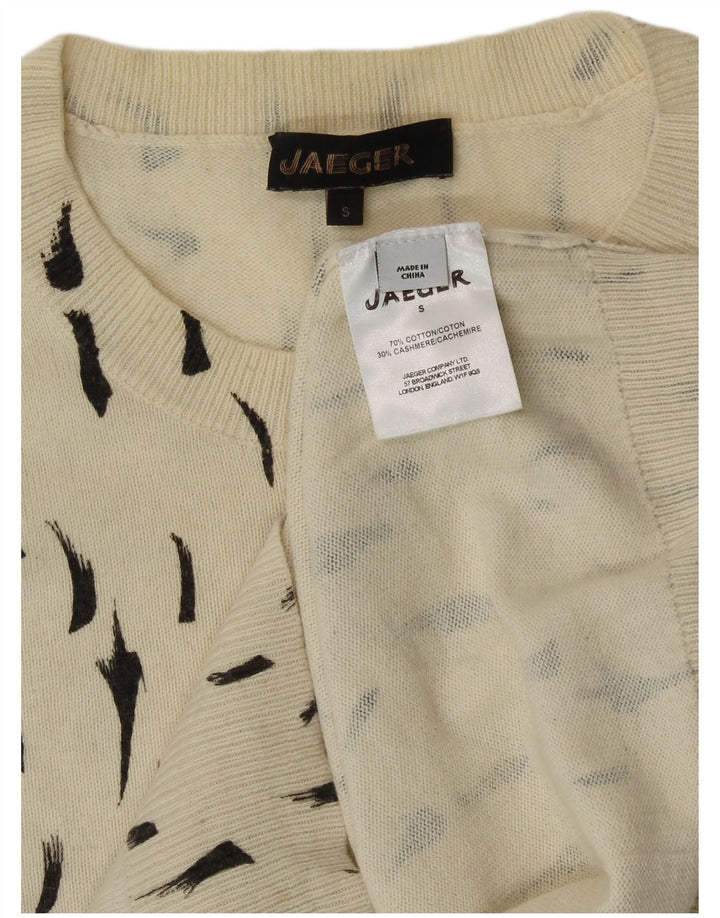 Jaeger Pull ras du cou pour femme UK 8 Petit coton à pois blanc cassé