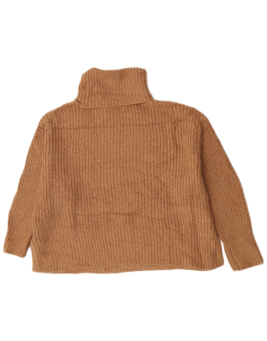 Zara Pull surdimensionné à col roulé pour femme UK 10 Petit Acrylique Beige