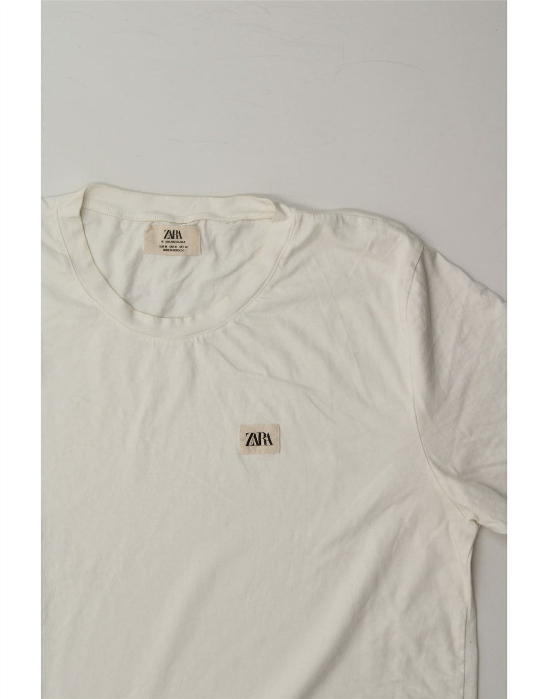 ZARA Mens T-Shirt Top Medium White Cotton Vintage Zara and Second-Hand Zara from Messina Hembry 