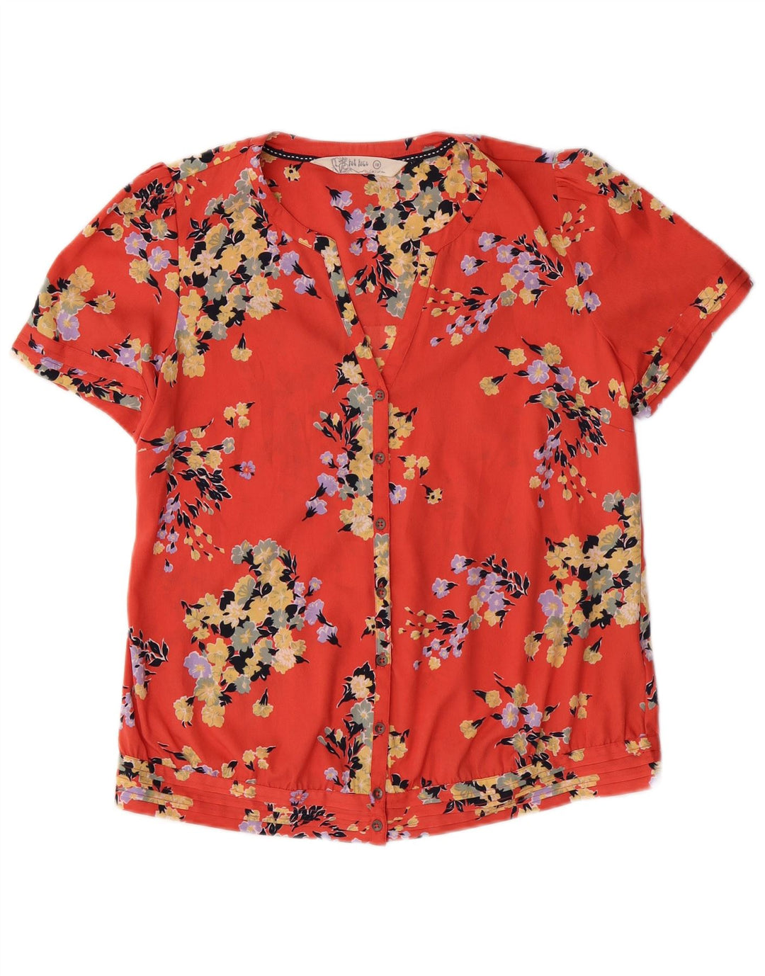 FAT FACE Chemisier à manches courtes pour femme UK 10 Petit motif floral rouge