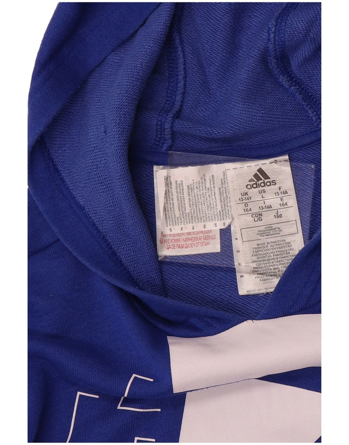 ADIDAS Pull à capuche graphique pour garçon 13-14 ans Bleu Coton