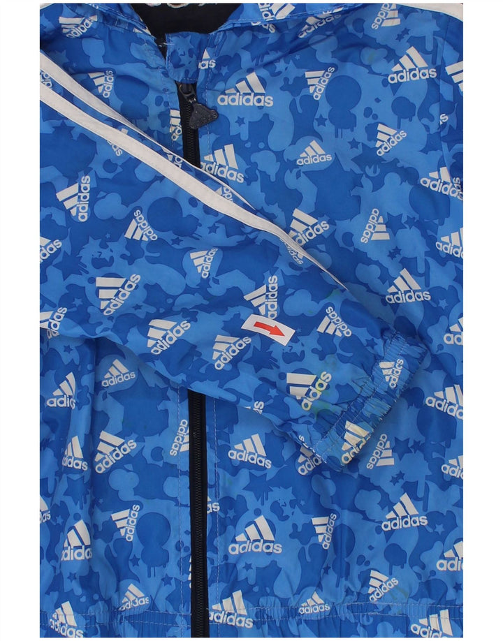 Adidas Veste coupe-vent à capuche graphique pour garçon 2-3 ans Bleu Polyester
