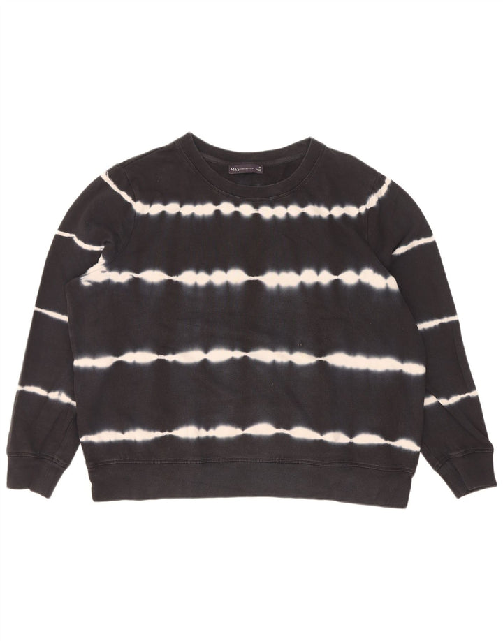 Marks & Spencer Sweat-shirt surdimensionné pour femme UK 18 XL Noir Tie Dye