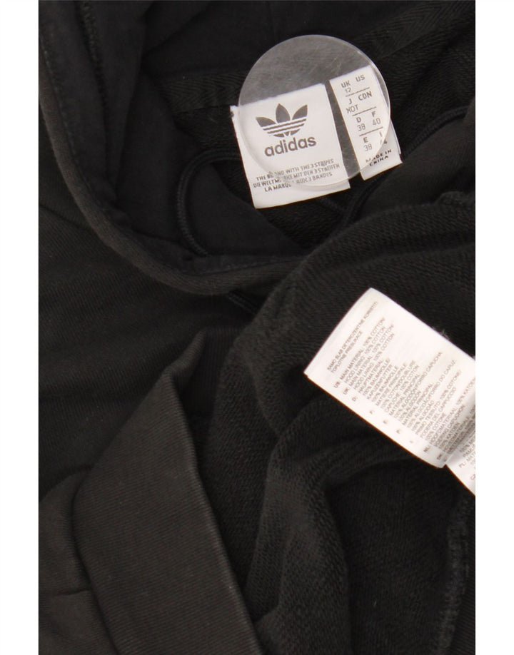 ADIDAS Pull à capuche surdimensionné graphique pour femme UK 12 en coton noir moyen