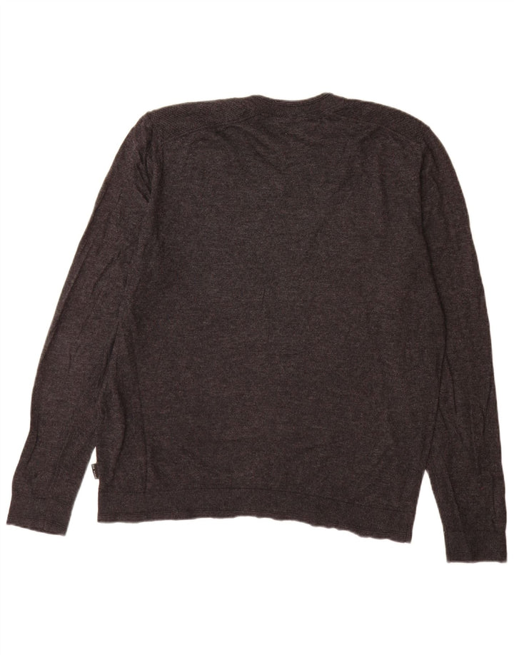 Ted Baker Pull col V pour homme Taille 5 XL Gris Laine