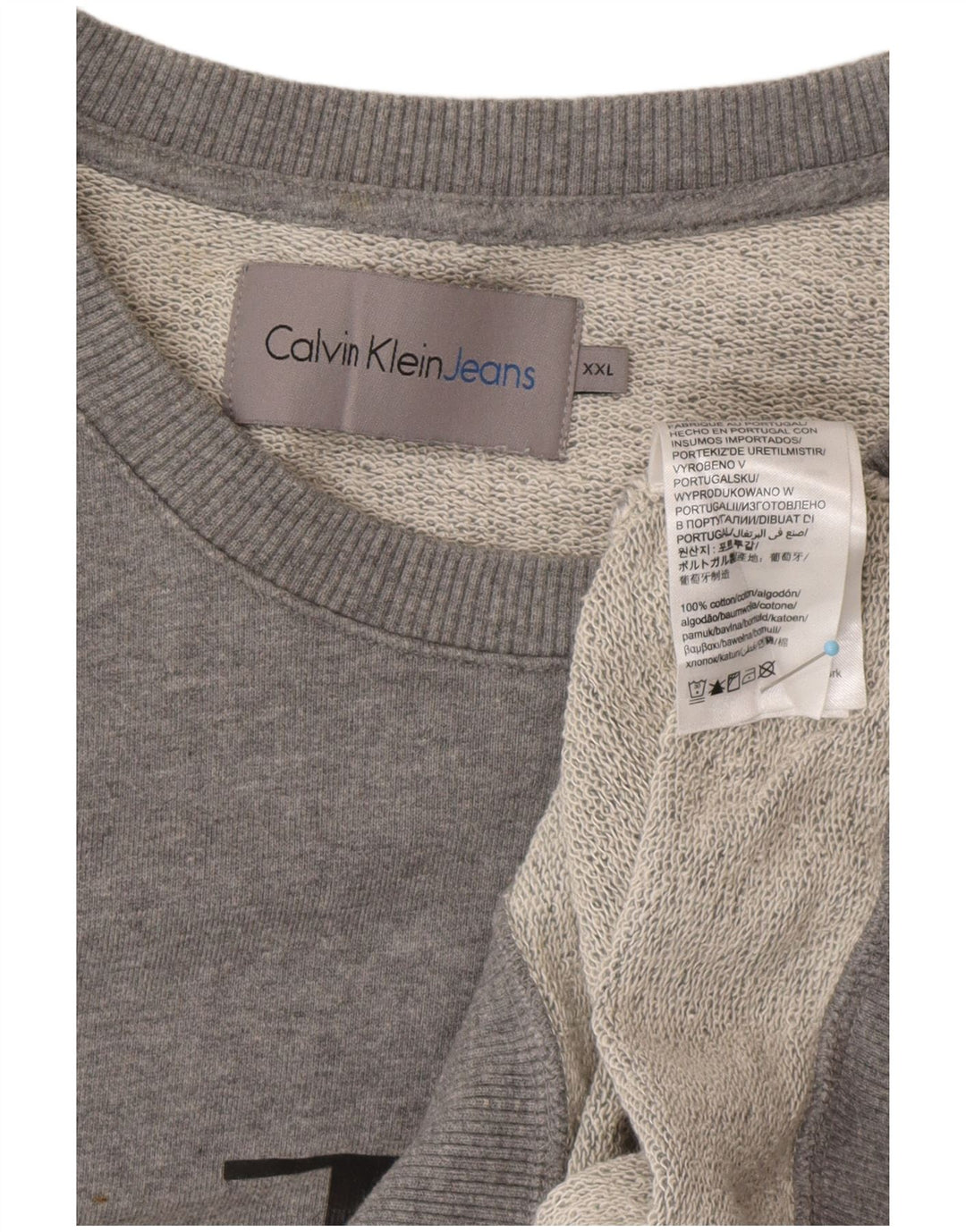 CALVIN KLEIN JEANS Sweat-shirt graphique pour homme 2XL Gris Coton