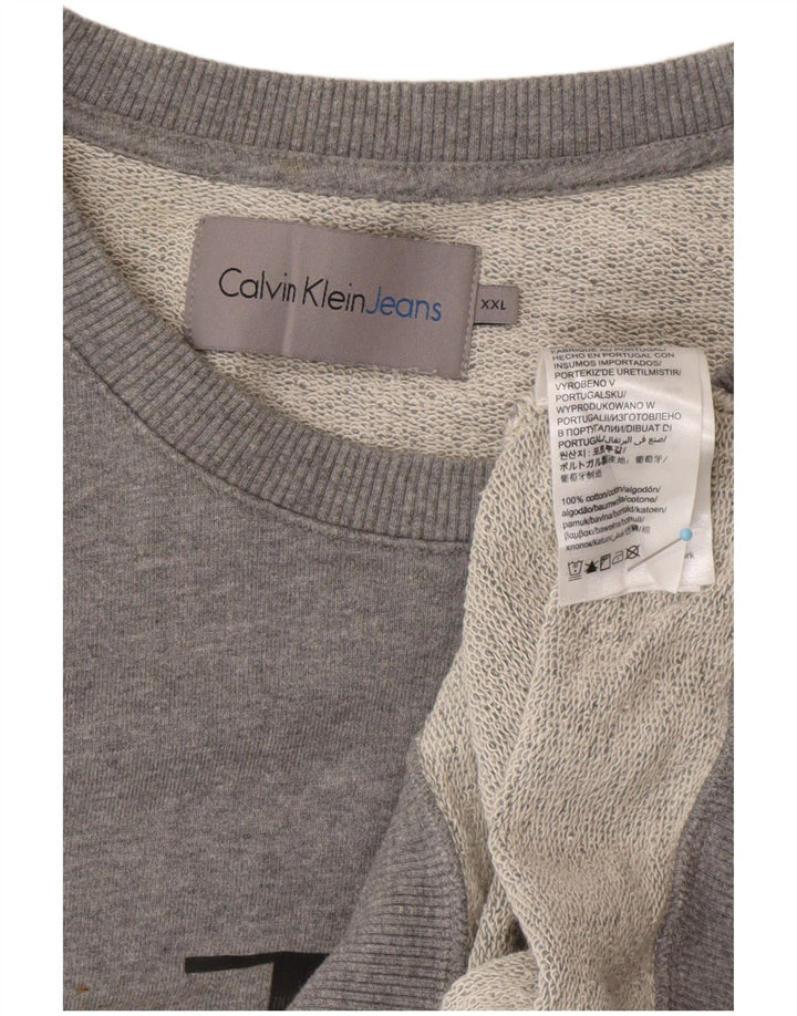 CALVIN KLEIN JEANS Sweat-shirt graphique pour homme 2XL Gris Coton