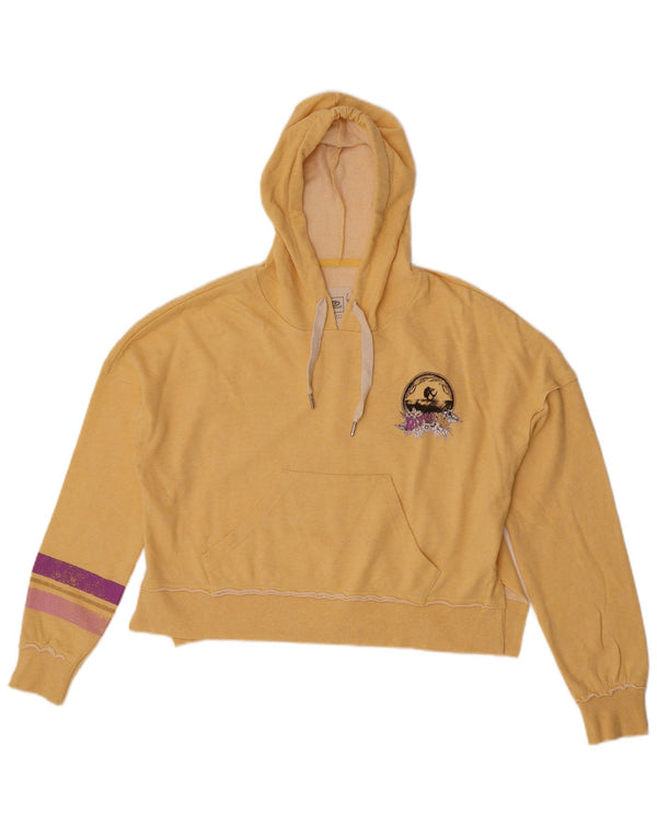Rip Curl Pull à capuche court pour femme UK 14 Rayé jaune moyen