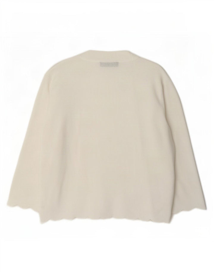 Marks & Spencer Pull Cardigan Ouvert pour Femme UK 12 Viscose Blanche Moyenne