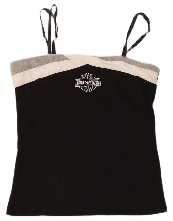 Harley Davidson Womens Graphic Crop Cami Top UK 14 Grand coton noir