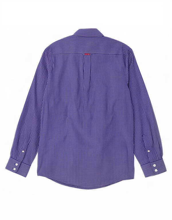 Crew Clothing Chemise classique pour homme en coton à carreaux bleu moyen